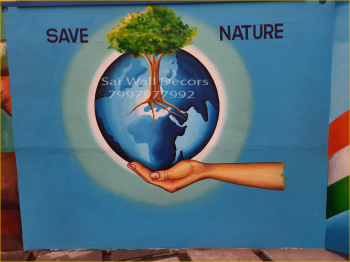 Play School Cartoon Wall Painting 